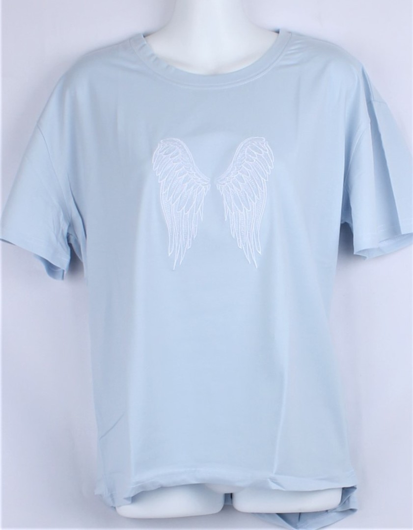 Alice & Lily embroidered T- Shirt angel blue STYLE : AL/TS-ANGEL/BLU -  SIZES: S/M/L image 0